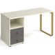 Cairo Straight Desk with Brass Leg and Integrated Drawers